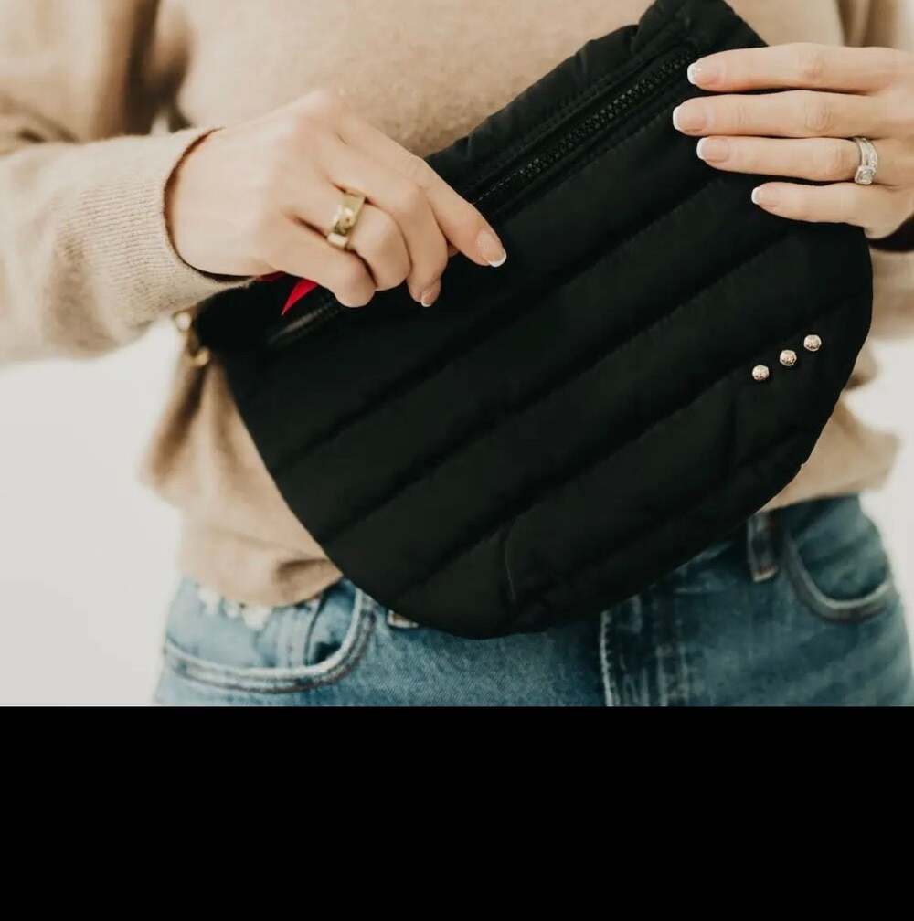 Black Jolie Puffer Belt Bag Convertible Crossbody Bag